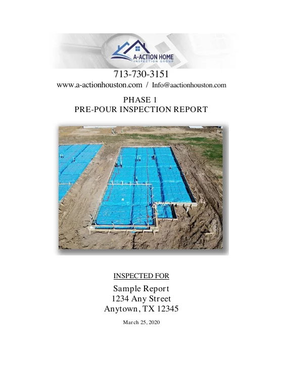 Cover of the Phase 1: pre-pour inspection sample report