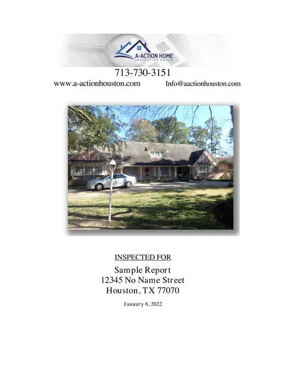 Cover of the Full home inspection: Houston, TX sample report