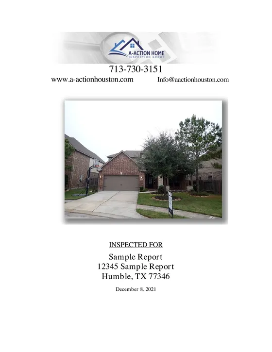 Cover of the Full home inspection: Humble, TX sample report