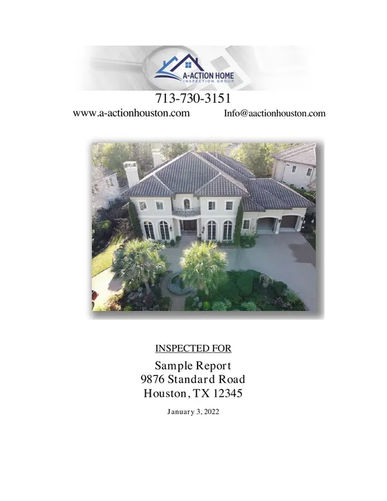 Cover of the Standard home inspection sample report